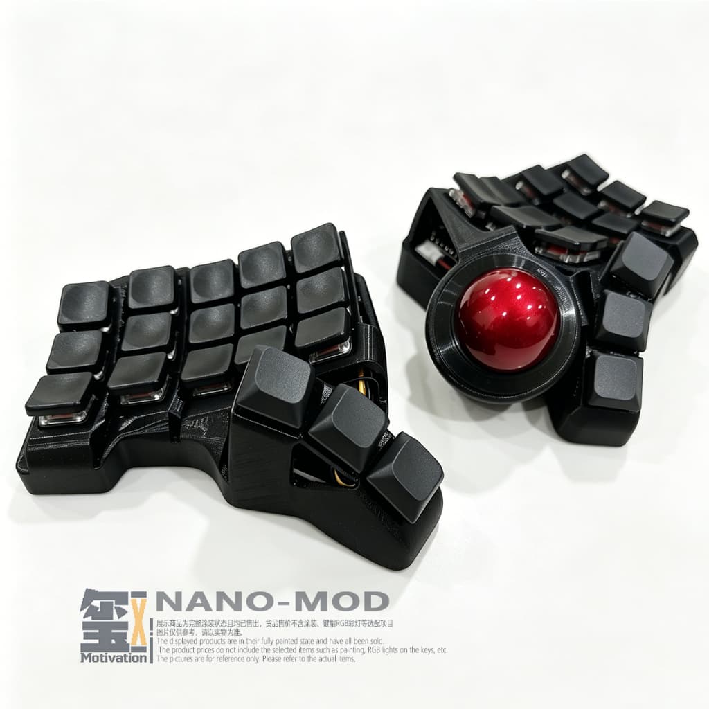 Teclado dividido RGB personalizado feito à mão Mufanxi Nano MOD, Layout 3 * 5 + 6, teclado mecânico, estojo de impressão
