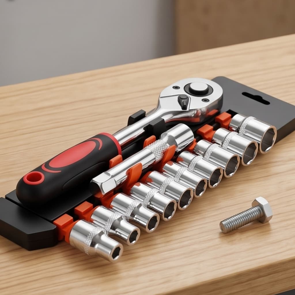 Jogo de Ferramentas 12 Peças com Chave Catraca e Soquetes Kit Manual Para Casa Carro Moto