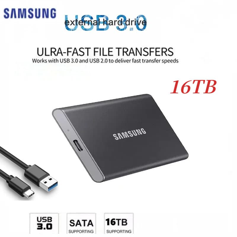 Disco Rígido Externo SSD SAMSUNG Armazenamento Portátil Memória Vara USB3.0 typeC 1TB 2TB 4TB 8TB 16TB 30TB Para , PC