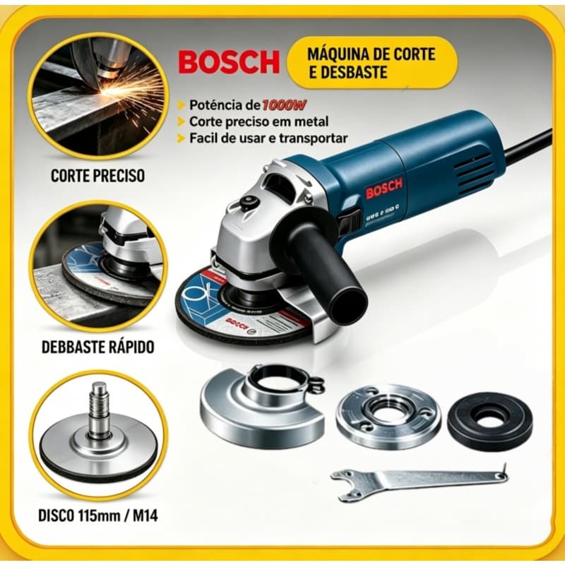Esmerilhadeira Lixadeira Angular bosch 1000w profissional cortar e polir GWS6-100 127v/220v alto poder