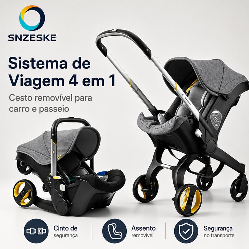 Snzeske [PIX] Carrinho de Bebê Dobrável com Capota Rodas 360° Cinto de 5 Pontos e Estrutura Leve