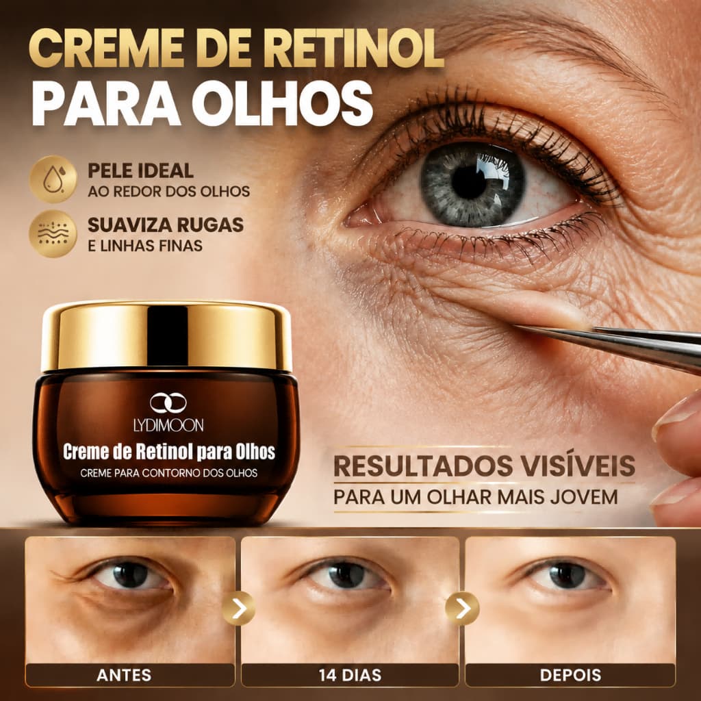 LYDIMOON Creme para Olhos com Retinol Anti Rugas Olheiras Linhas Finas Anti Idade Firmeza e Hidratação 35g