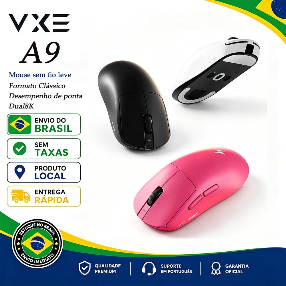 ATK Dragonfly A9 2.0 Series Mouse Sem Fio Leve Para Jogos Bluetooth Laptop