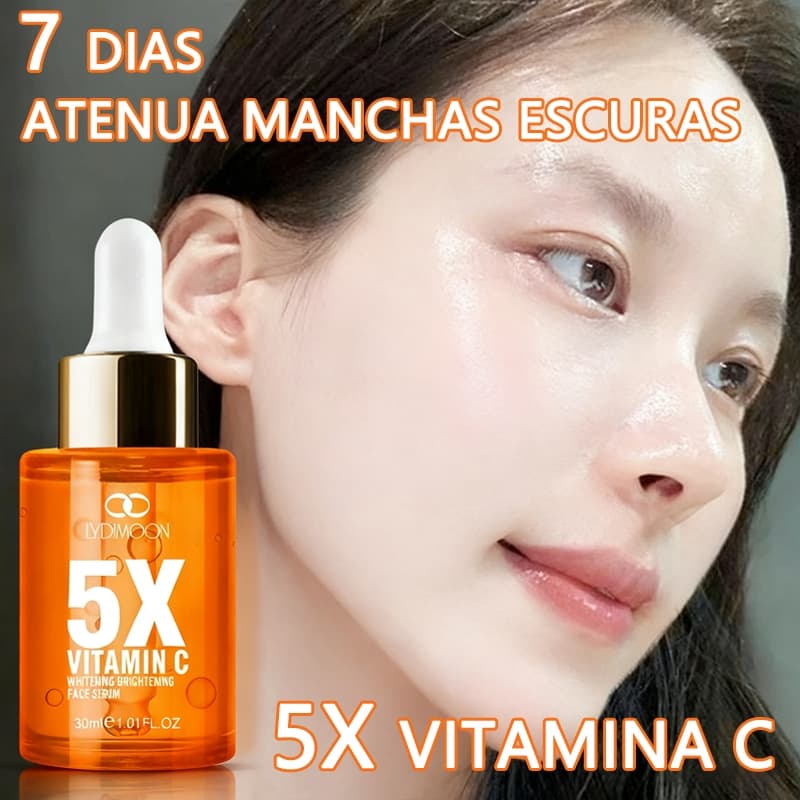 Sérum Manchas Facial 5X Vitamina C 30ml | Ilumina e Uniformiza a Pele | Reduz Manchas | Hidrata Profundamente