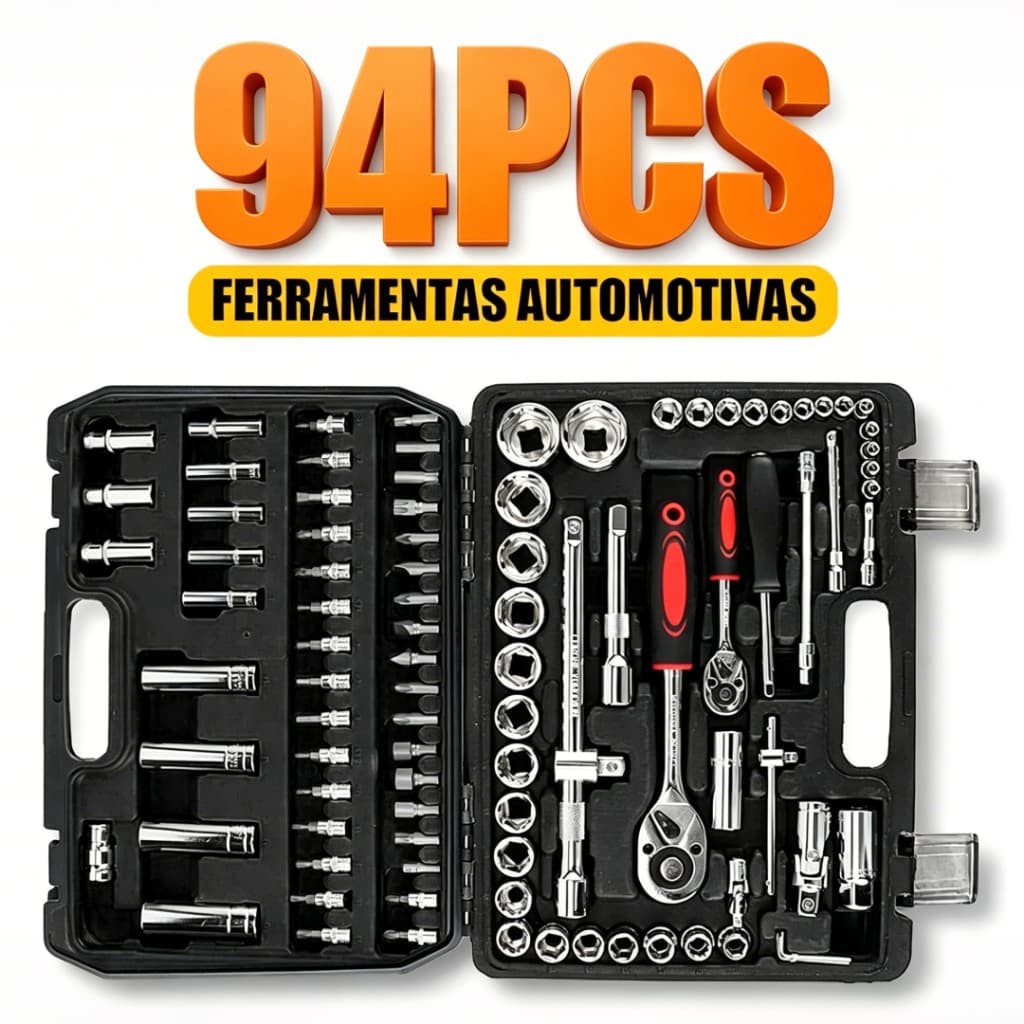 Jogo De Chaves Catraca Soquete Com 22/94 Peças Reversível