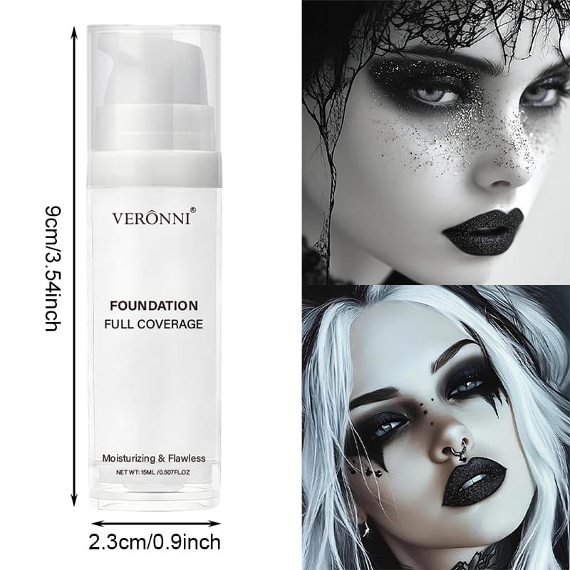 VERONNI Base Branca Luz Líquida Bege Brilho Matiz Líquido Cosplay Branco Puro Personagem Role Play , Carnaval , Hallowee