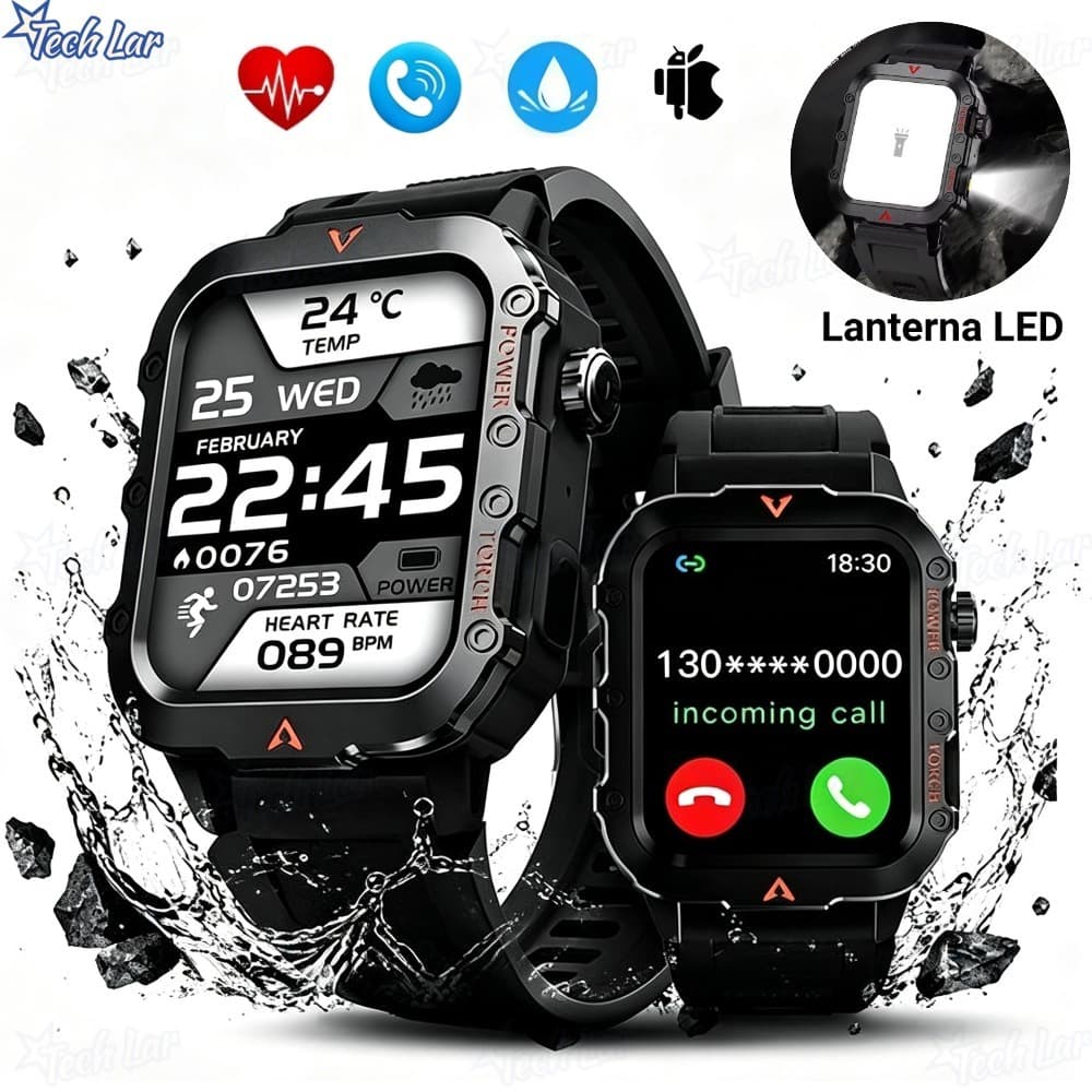 Relógio Esportivo Smartwatch 1.73 Polegada Tela HD Lanterna Bússola À Prova Dwaterproof Água Bluetooth Chamada-TL