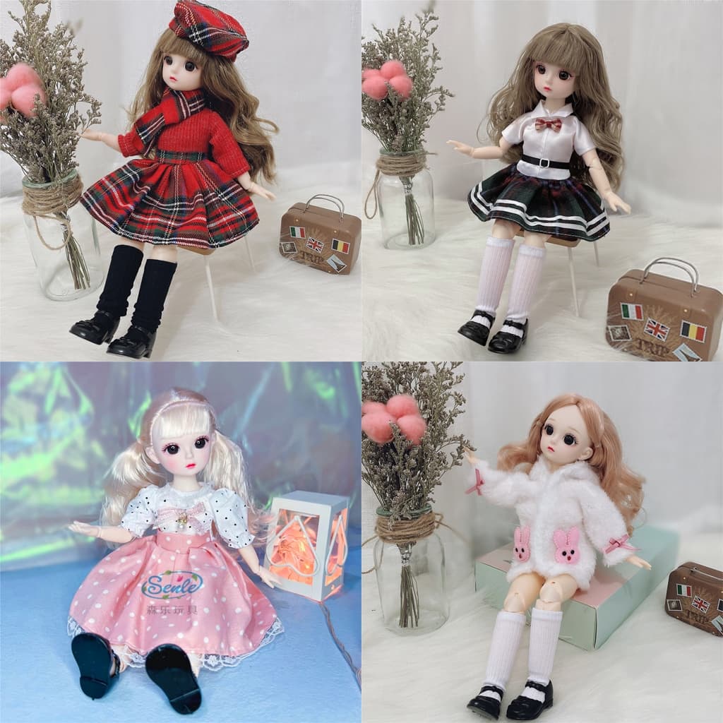Boneca BJD Articulada 30cm Princesa com Olhos 3D 12 Articulações Boneca Fashion para Meninas Presente Infantil Colecioná