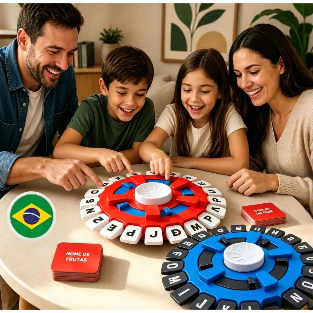 Jogo de Stop Palavras Tecla Letras Versão Português Eletrônico Com Temporizador Família Crianças