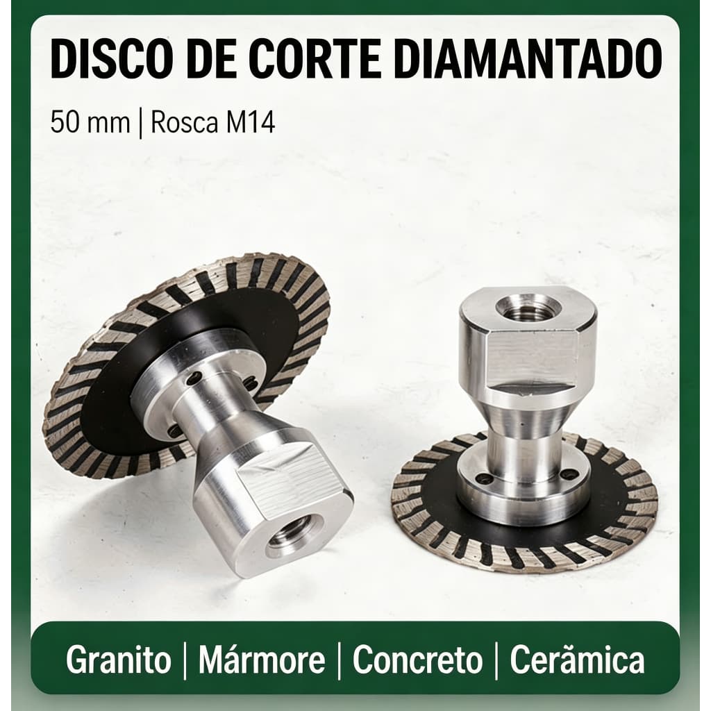 Mini Disco Diamantado Turbo 50mm Rosca M14 - Esmerilhadeira