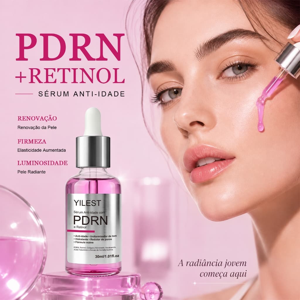 Sérum Dupla Ação Retinol + PDRN 30ml | Firmador Levantamento Anti-rugas Nutritivo Hidratação Frio Suave Anti-idade Preco