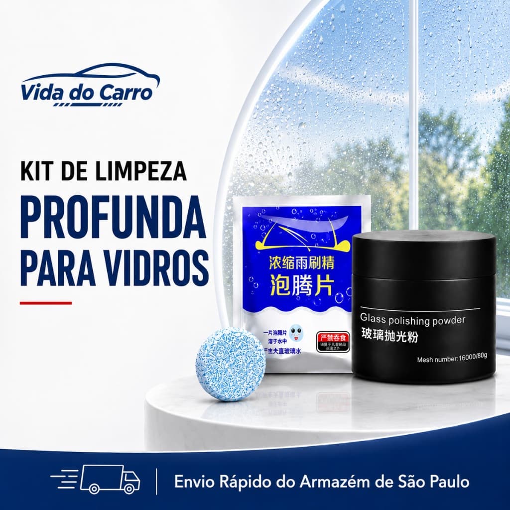 Kit De Limpeza De Vidros De Carro , Pó De Polimento + Comprimido Efervescente , Remove Filme De Óleo E Manchas De Água