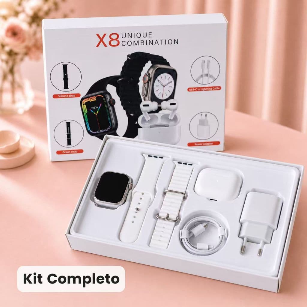 Kit Smartwatch Relógio Inteligente Tudo-Em-Um Com Fones I15 TWS X8 2.2 Polegadas Função Completa