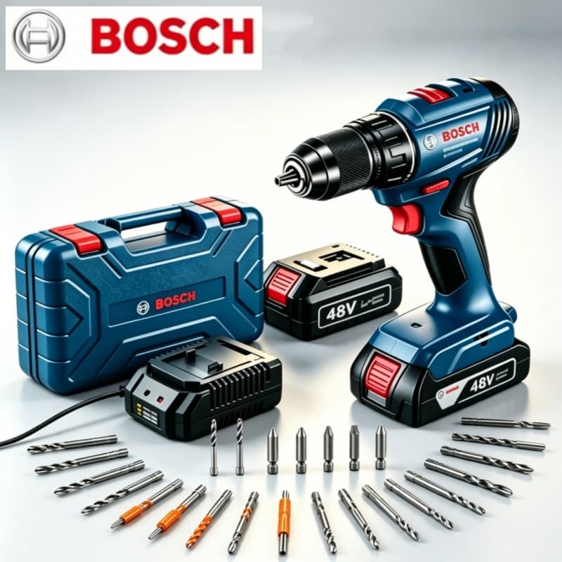 Parafusadeira Furadeira Multifuncional Original Bosch 48V acompanha 2 baterias maleta e conjunto completo de acessórios