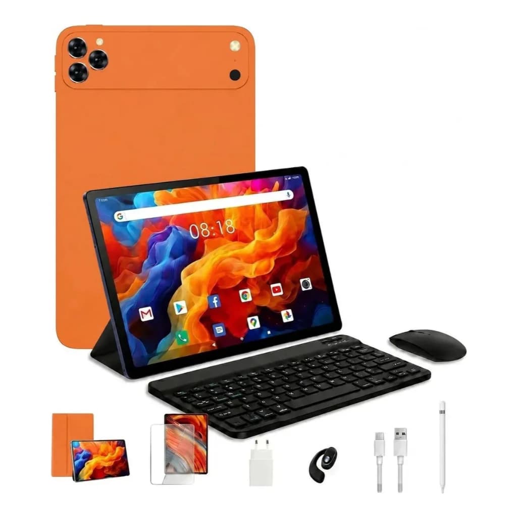 Tablet N17 Wifi com chip 10.1 8000mah Android 14, 6GB RAM 128GB Teclado+Mouse+Fones de ouvido Bluetooth Câmera LOJA