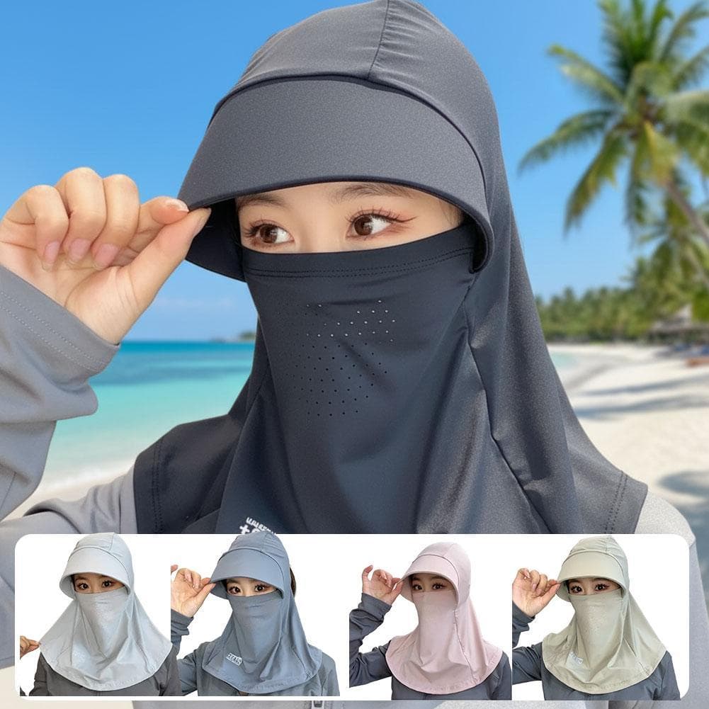 Protetor Solar 3 Em 1 Chapéu Com Máscara Facial E Proteção Para Pescoço Respirável Ice Silk Design Cap Full Face Resiste