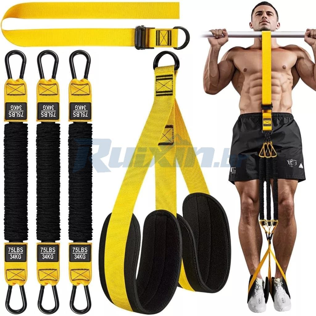 Kit Elástico Resistência 225LB para Barra Fixa Treino Funcional Musculação Pull Up Academia Casa