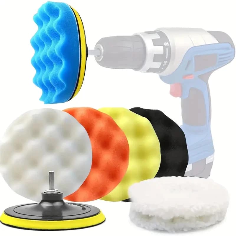 5/7/8/11 Peças Kit Boina Polimento Automotivo Espuma e Lã para Furadeira e Parafusadeira