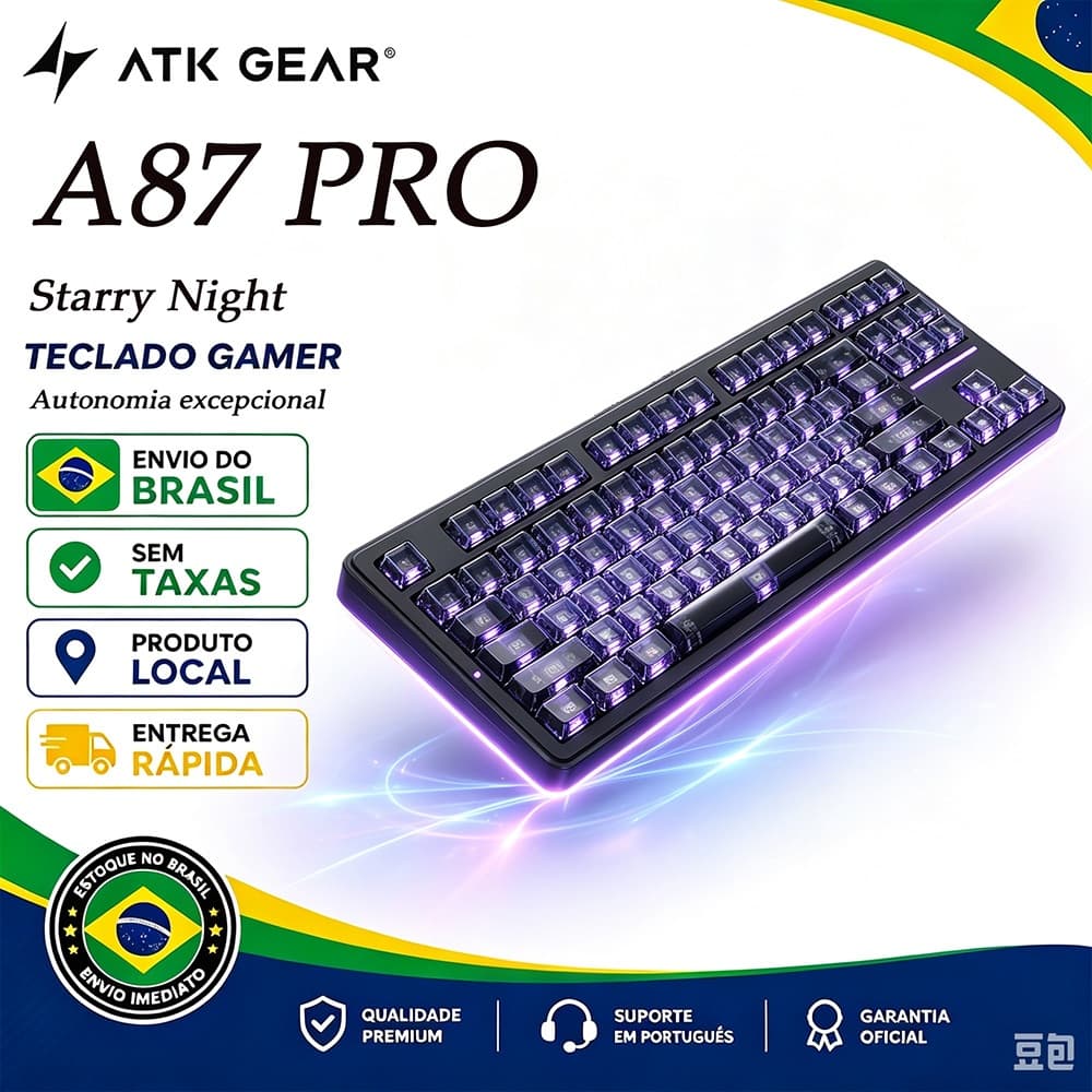 Teclado TKL Para Jogos Mecânico Sem Fio ATK A87 PRO
