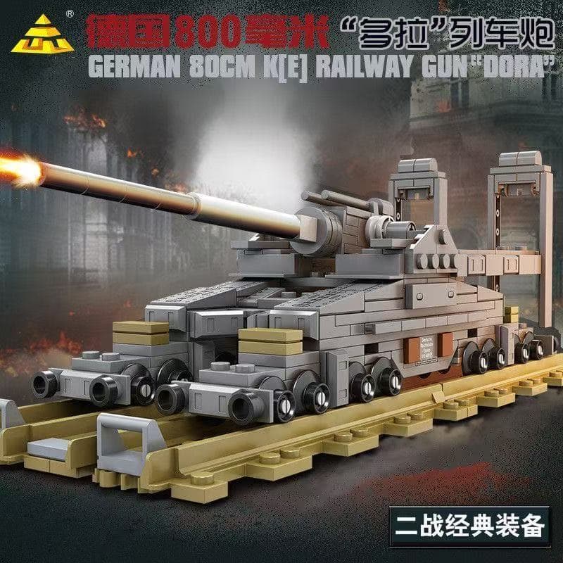1100PCS Blocos de Montar LEGO Tanque Militar Trem Canhão Dora Brinquedo Educativo de Montar para Meninos