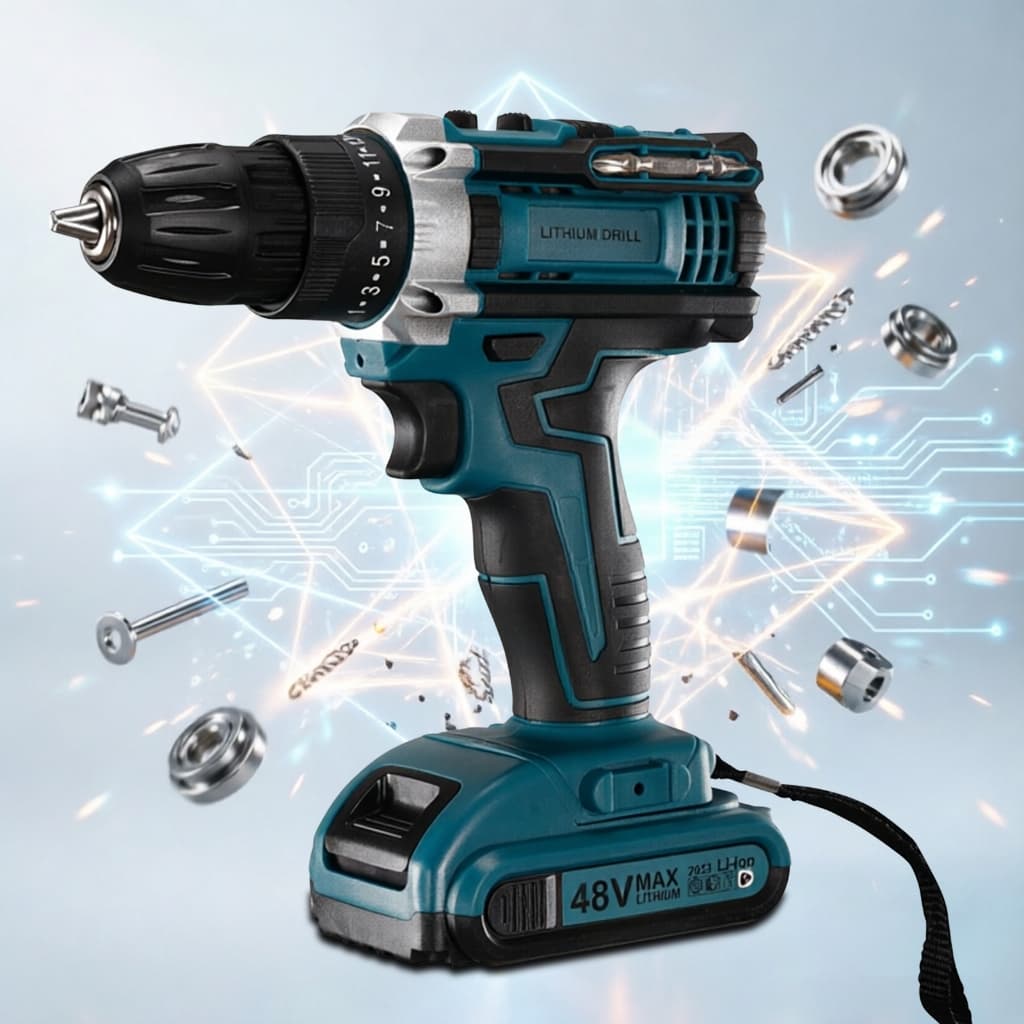 Parafusadeira Furadeira industrial portátil 48V voltagem dupla recarregável conjunto com bateria e acessórios