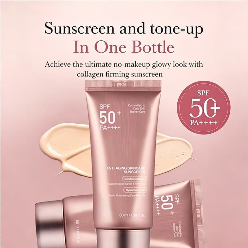 Sunscreen Collagen Firming Sun Cream SPF50 PA++++ 50ml Lifting Brightening Tone Up Aging