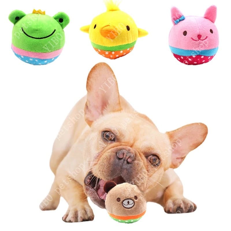 Bola De Cachorro De Pelúcia Brinquedos Estridentes Forma Animal Filhote Chihuahua Interativo Mastigar Mordida Brinquedo 