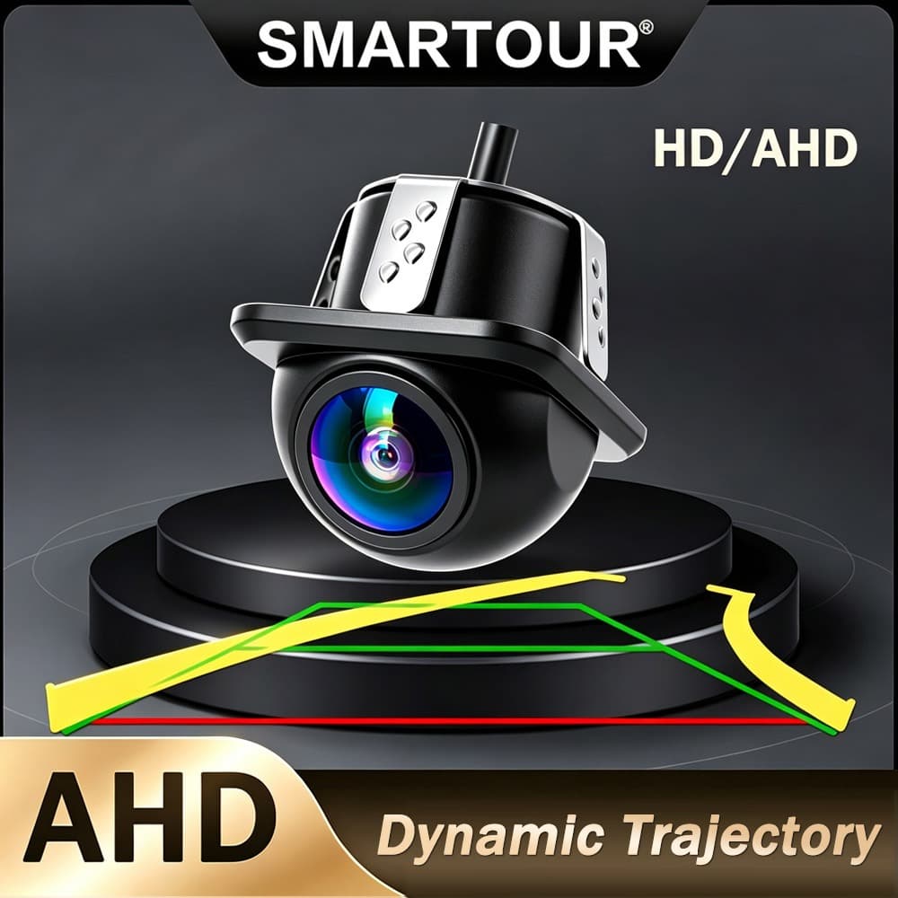 Modificado Universal AHD 1280 * 720P Trajetória Dinâmica Veículo Câmera De Visão Traseira Carro Invertendo Preto Fisheye