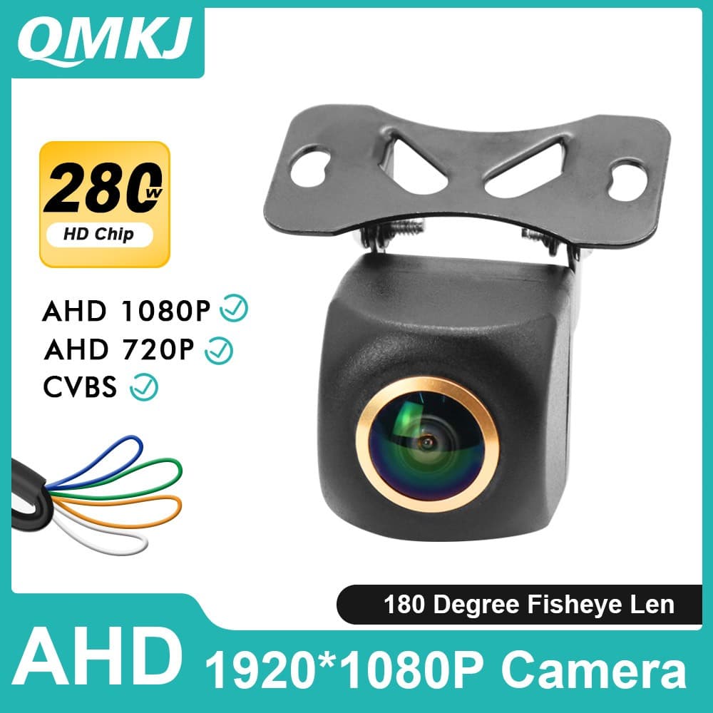 180 Graus Fisheye AHD 1080P Câmera De Backup Reversa Para Carro À Prova D'água Visão Noturna Suporte Traseira CVBS/AHD72