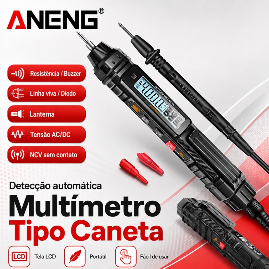 Multímetro Digital A3005-Tipo Caneta De Bolso , 4000 Contagens , True RMS Com Tela LCD