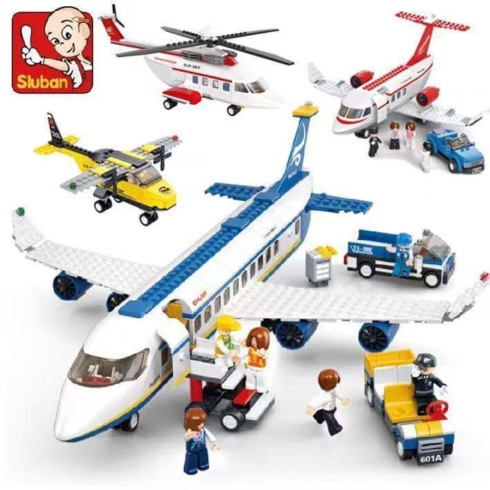 Conjunto de blocos de LEGO 600 peças avião brinquedo educativo de montar para meninos
