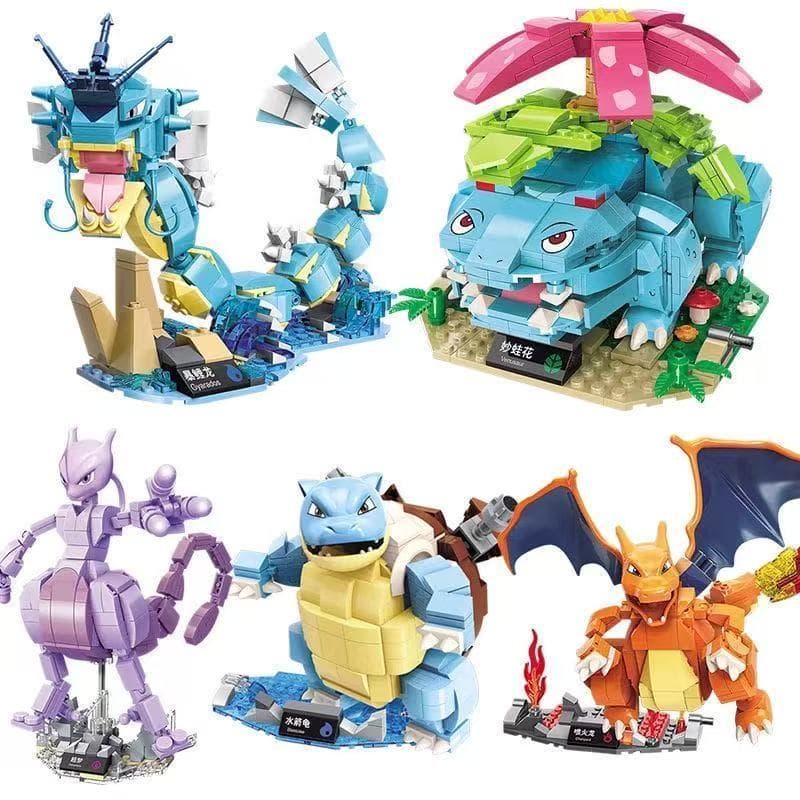 800 peças de blocos de LEGO Série Pokémon Bulbasaur, Squirtle Brinquedo Educativo de Montar para Meninos