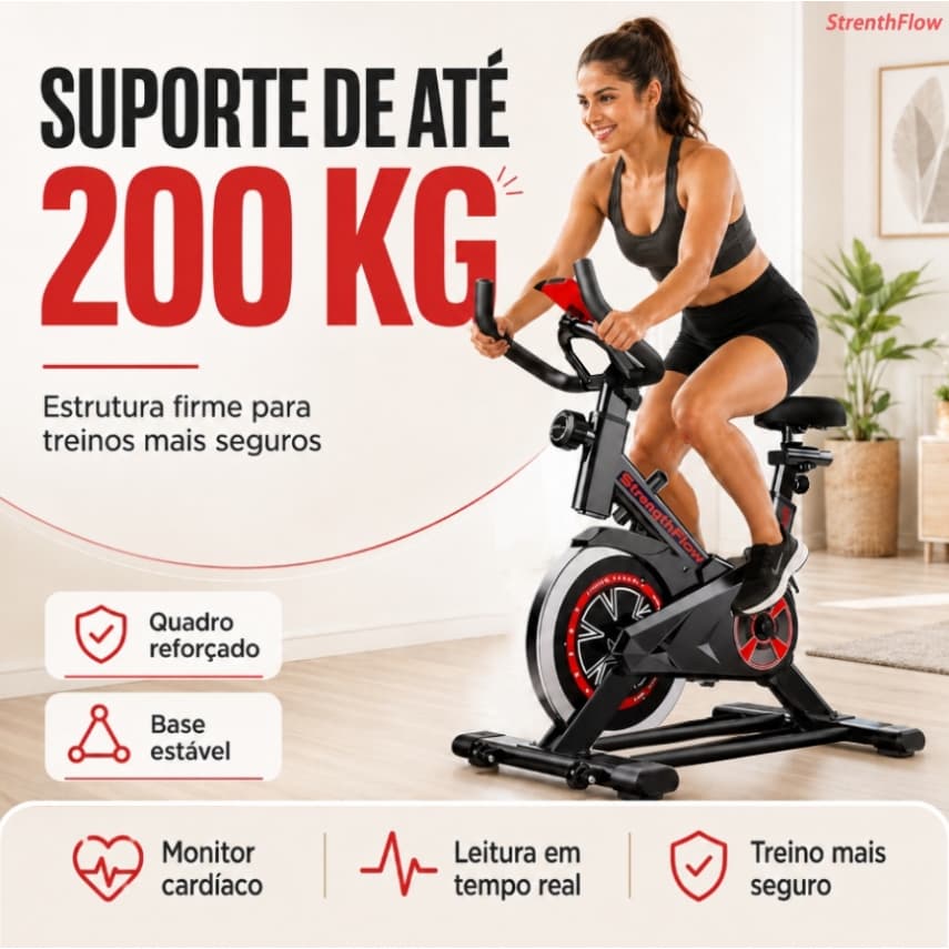 Bicicleta Bike Ergometrica Spinning Detecção De Frequência Cardíaca Academia Fitness Profissional 200kg