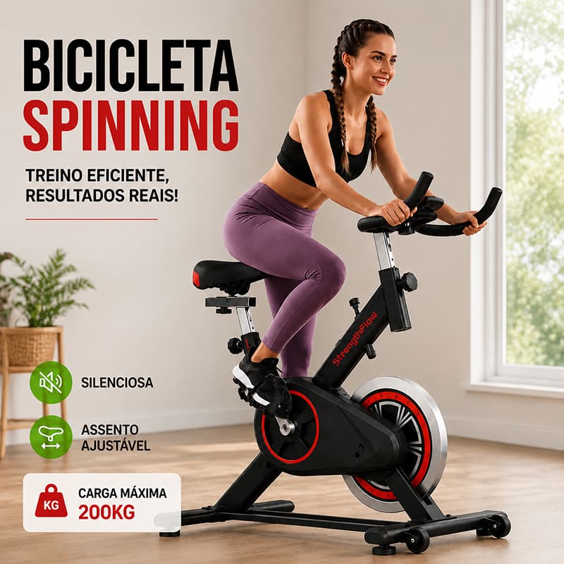 Bicicleta Ergométrica Spinning Bike Mecanica Profissional com Sensor Cardíaco Academia 150kg