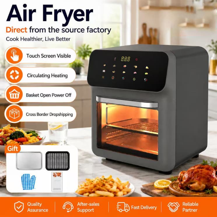 Fritadeira Air Fryer Forno Multiuso 110V/220V Digital Tela Sensível ao Toque Potência 1350W 80‑200°C