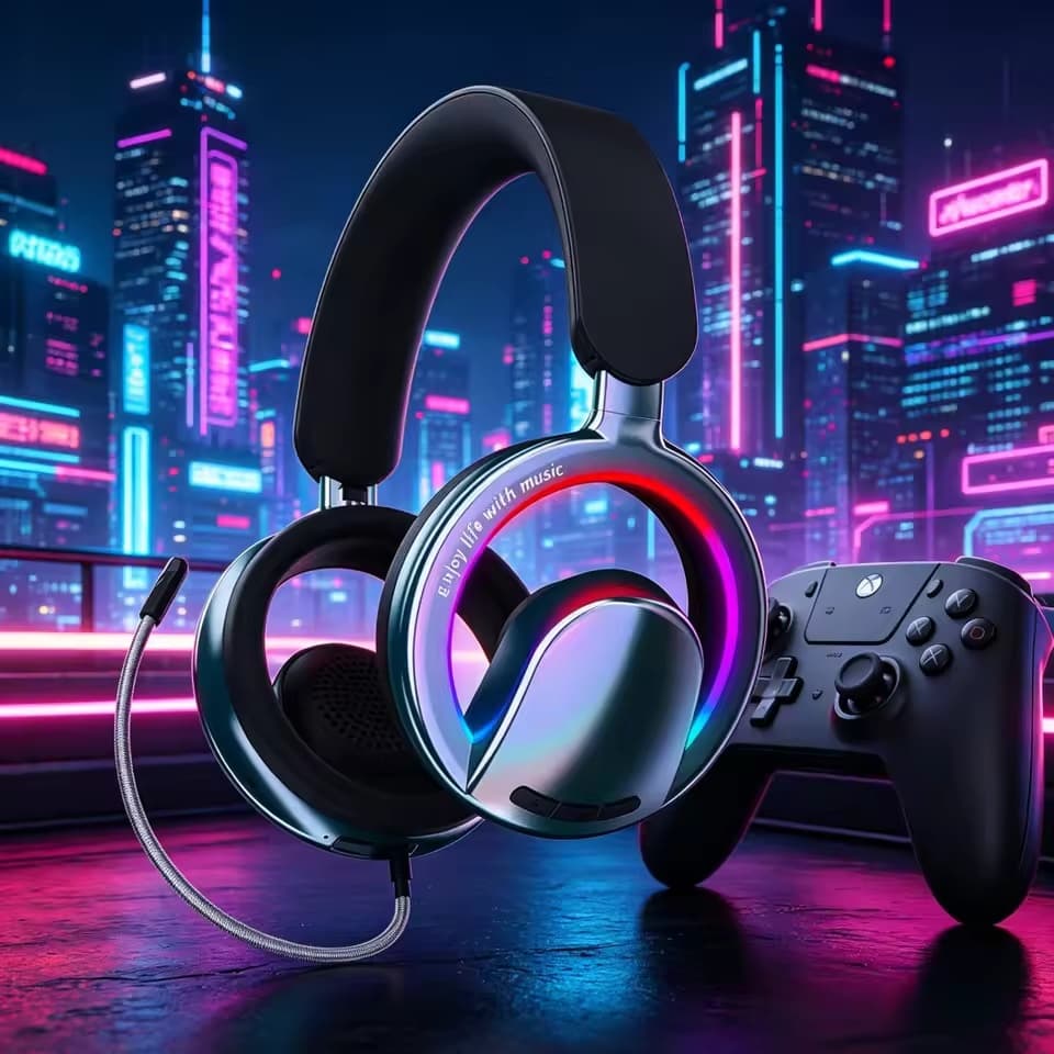 Design De Trabalho Aberto Esporte Sem Fio Bluetooth Fones De Ouvido RGB Iluminação Destacável Microfone Fone Longa Vida 