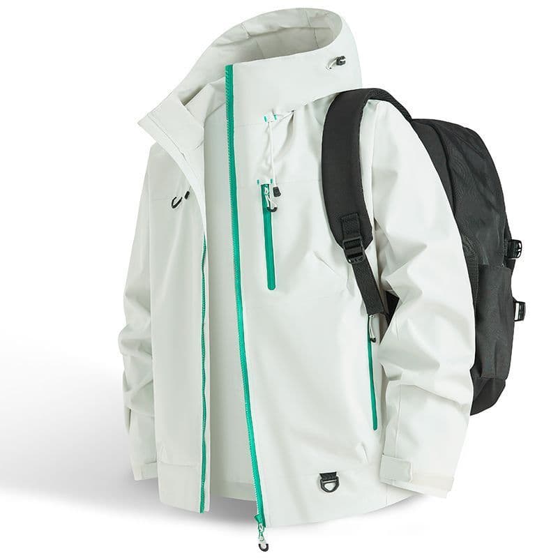Jaqueta masculina solta estilo rua, jaqueta impermeável com capuz primavera outono, roupa na moda da cidade, caminhadas 