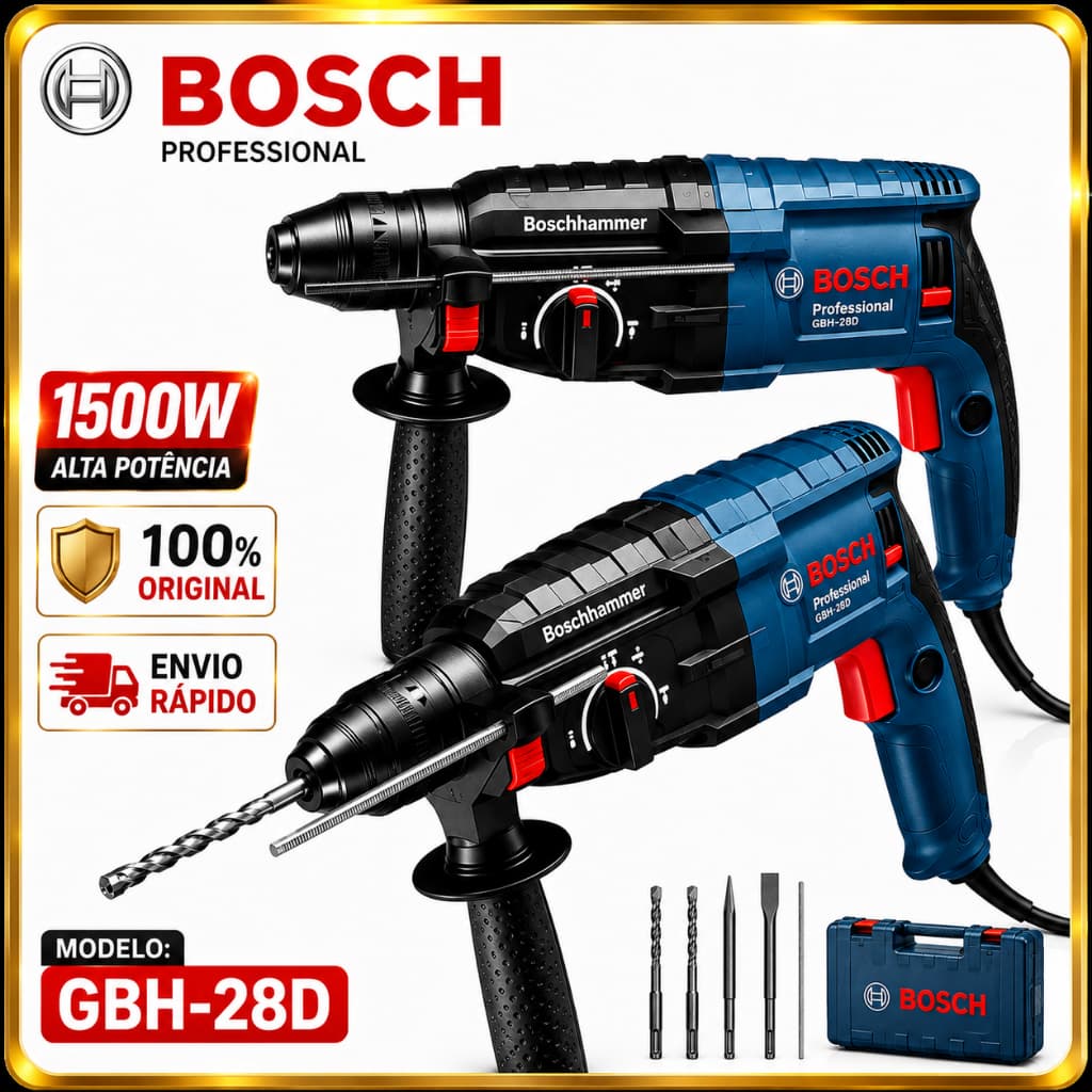 Furadeira de Impacto Rotativa Bosch GBH 2-28D Original Profissional Furadeira Parafusadeira 1500W