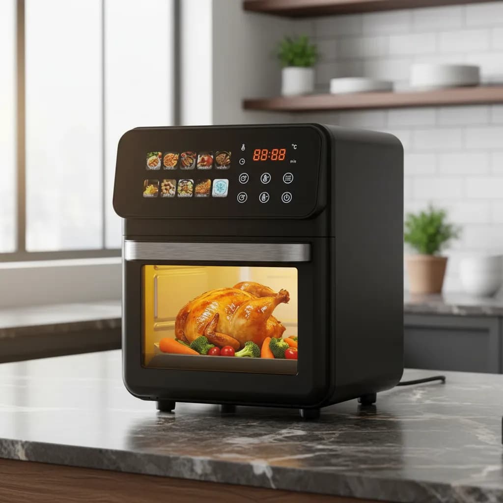 Fritadeira Elétrica Sem Óleo Air Fryer Oven 10L Visor Transparente Painel Digital Touch Multifuncional