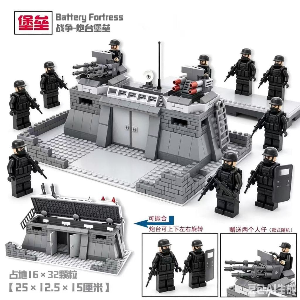 1000 peças compatíveis com blocos LEGO Série SWAT Base Militar Fortaleza de Dois Andares Brinquedo de Montar para Menino