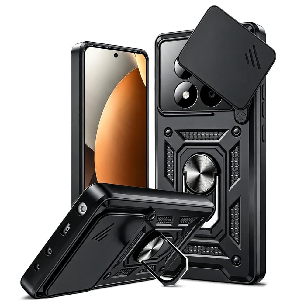 Capa de telefone rígida para choque e queda com suporte de metal Para Redmi Note 15 Pro+ Note 14 Pro Note 13 Pro 14C 13C