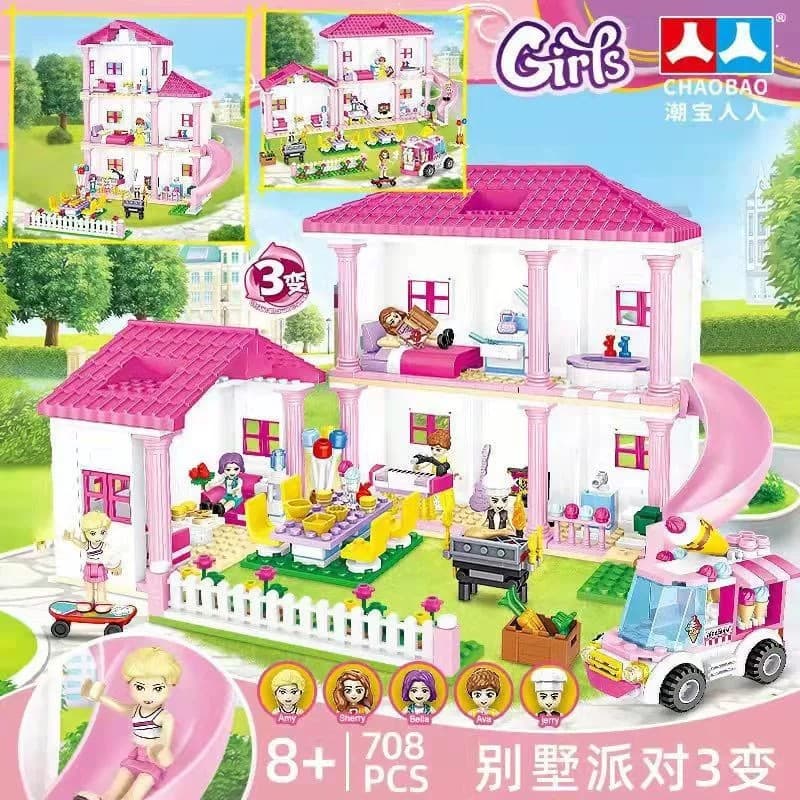 708Peças Bloco de Montar Menina pode transformar casa de bonecas Craft Brinquedo educativos presente Compatível com lego