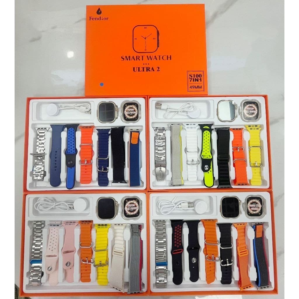 S100 Ultra 2 Novo Smartwatch 7 Em 1 Pulseira 49mm Tela De Toque Completa Relógio Esportivo Com Capa Protetora