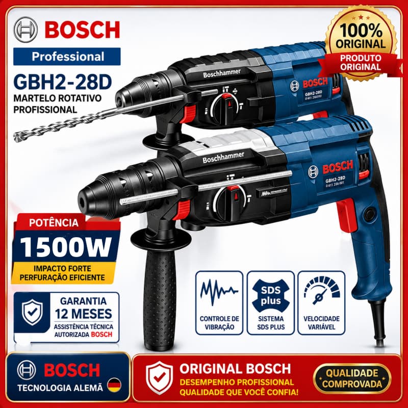 Bosch Furadeira De Impacto Martelete Rotativo Rompedor 1500W furadeira parafusadeira elétrica símile
