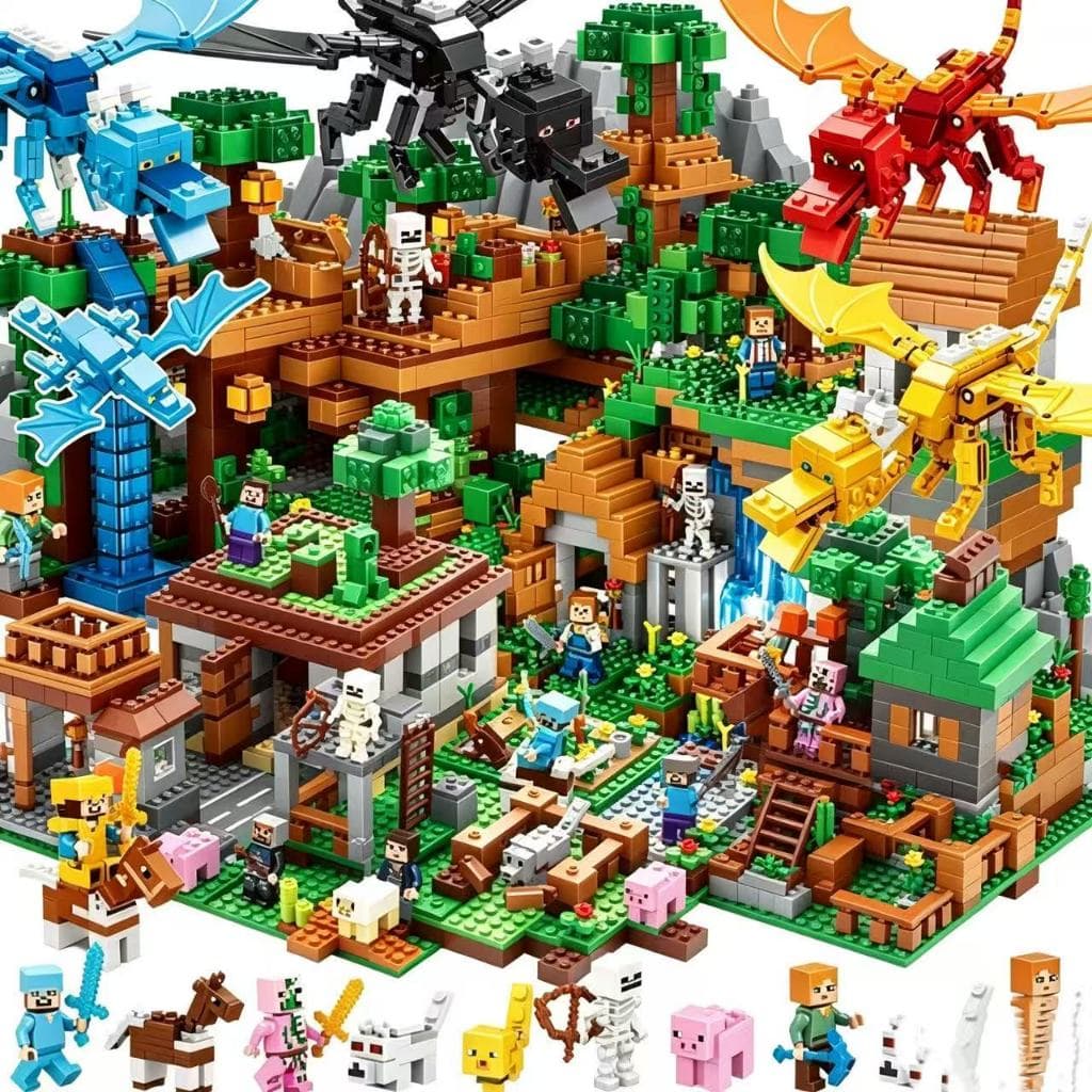3000 peças compatíveis com LEGO Casa do Steve do Meu Mundo Brinquedo Educativo de Montar, ideal para meninos