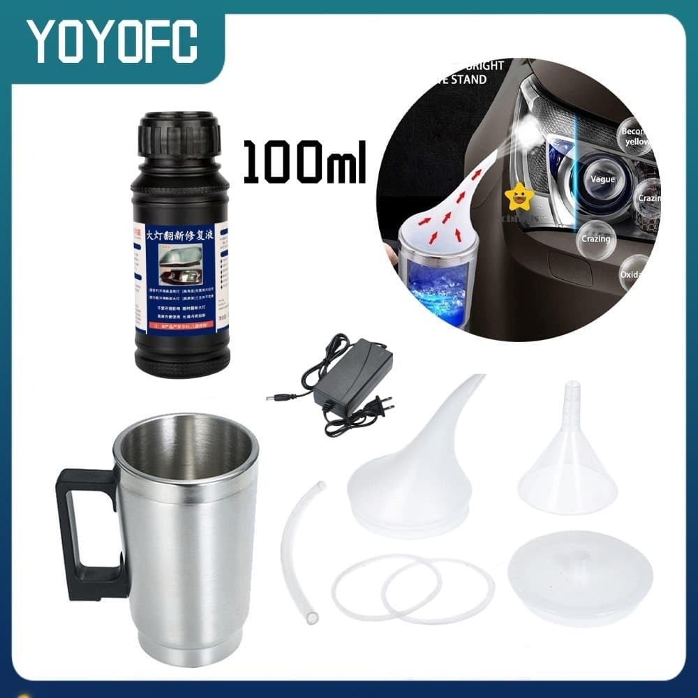 100ml Kit De Restauração De Farol Revitalizador De Polímero E Copo De Polimento Para Carro Motocicleta