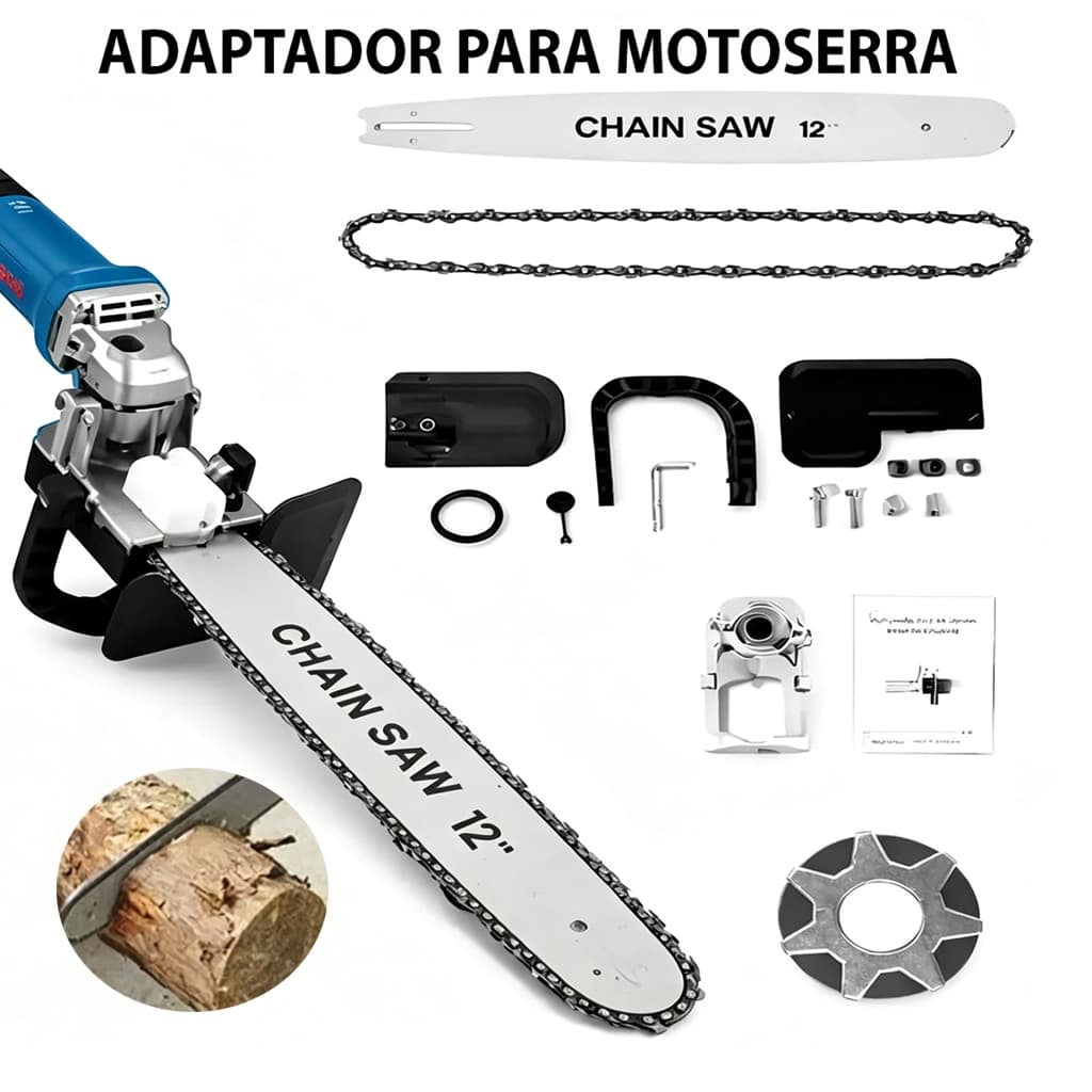 Kit Adaptador Para Esmerilhadeira Em Motosserra Angular Rosca M14 12' pol Lixadeira Makita Bosch