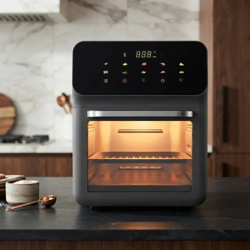 Fritadeira Sem Óleo Air Fryer Oven 10L Digital Touch Forno Elétrico Com Visor Transparente Luz Interna