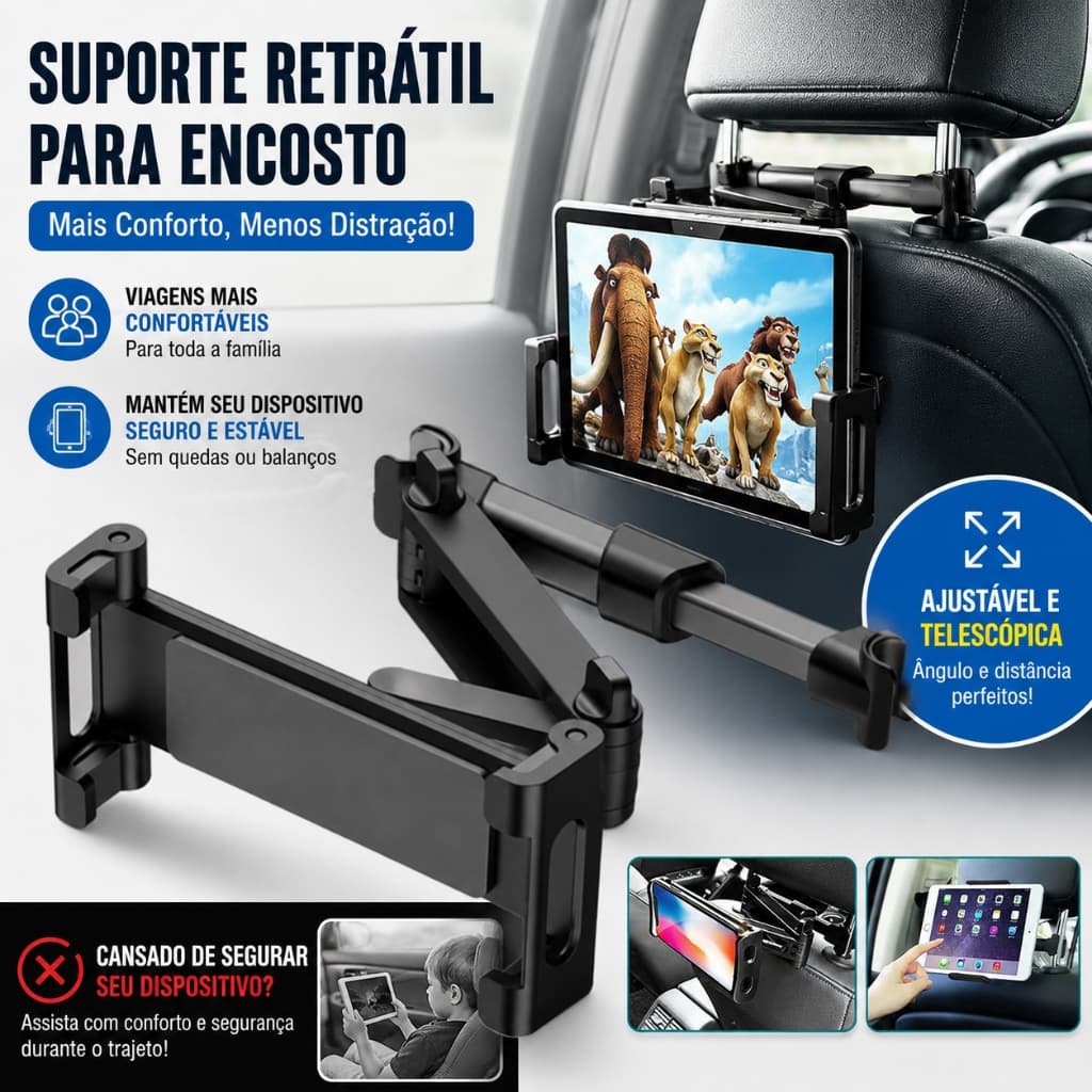 Suporte de travesseiro traseiro para carro, telefone, Tablet, PC, assento traseiro, instalação de encosto de cabeça
