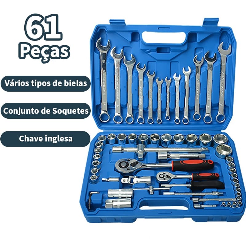 Kit Ferramenta Jogo Soquete Chave Combinada Catraca 37/61 Peças